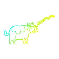 Cold Gradient Line Drawing Cartoon Cow Royalty Free Stock Photo