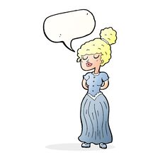 Cartoon Pretty Victorian Woman With Speech Bubble Stock Images