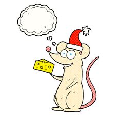 Thought Bubble Cartoon Christmas Mouse Stock Photo