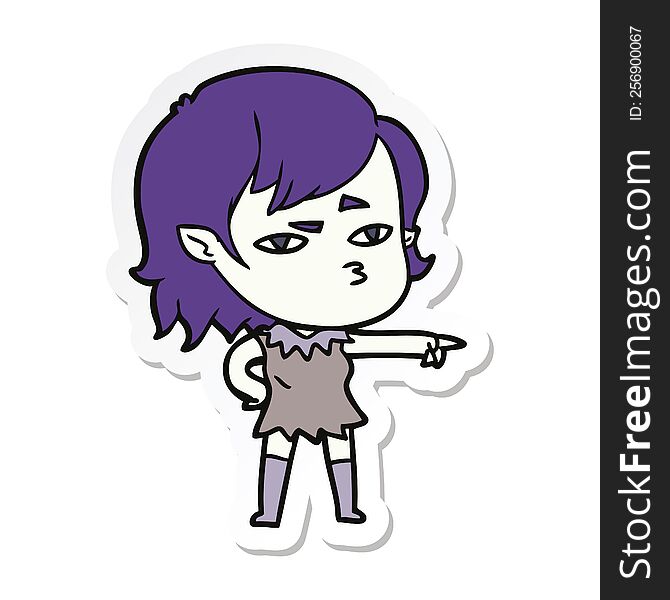Sticker Of A Cartoon Vampire Girl