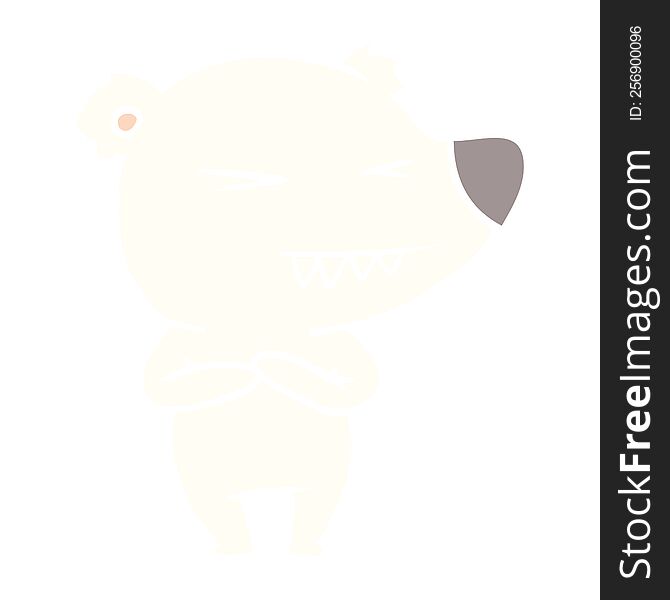 Angry Polar Bear Flat Color Style Cartoon