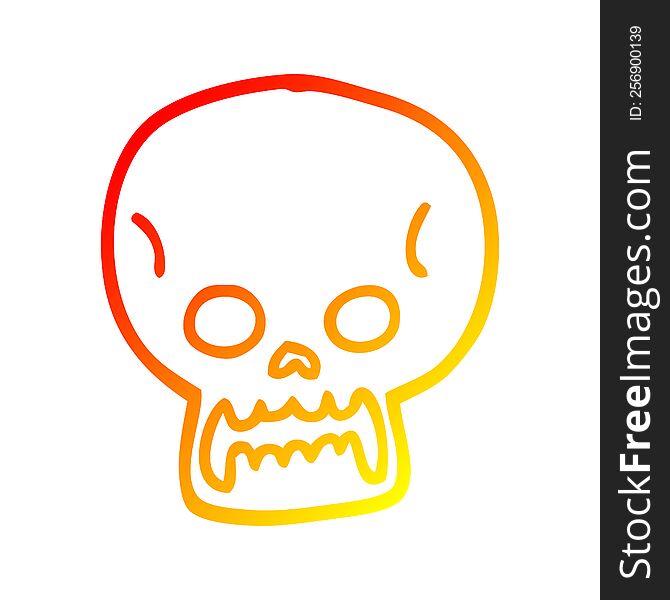 warm gradient line drawing of a cartoon halloween skull
