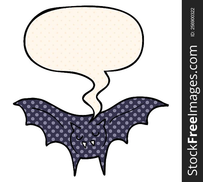 Cartoon Vampire Bat And Speech Bubble In Comic Book Style