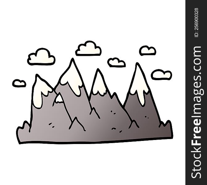 cartoon doodle mountain range