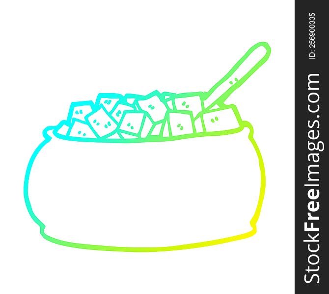 Cold Gradient Line Drawing Cartoon Sugar Bowl