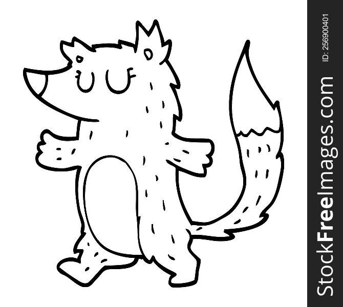 line drawing cartoon fox