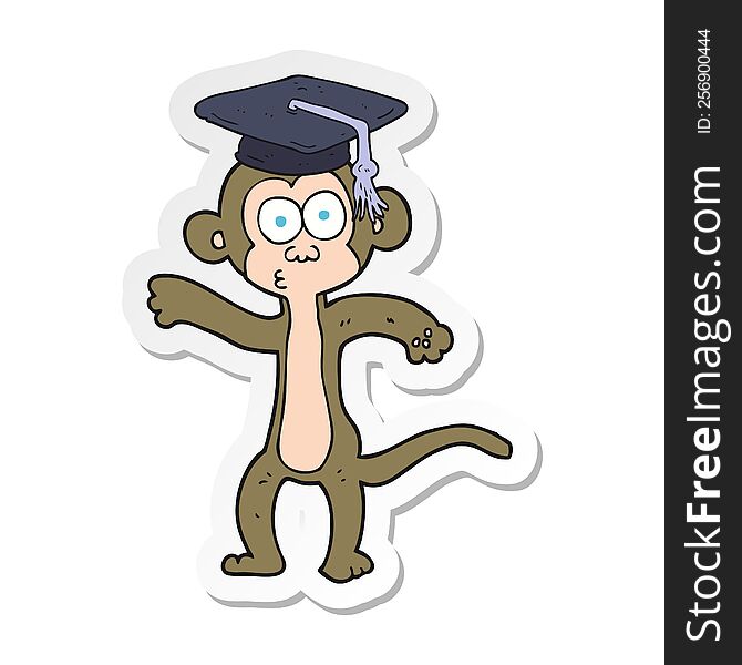 Sticker Of A Cartoon Graduate Monkey