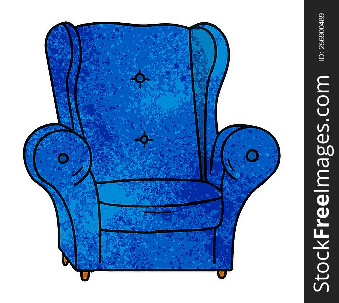 Textured Cartoon Doodle Of An Old Armchair