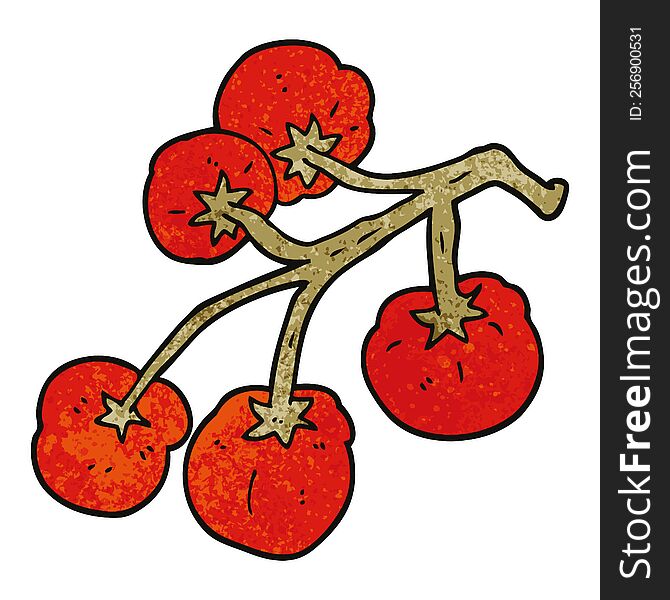 Cartoon Doodle Tomatoes On Vine