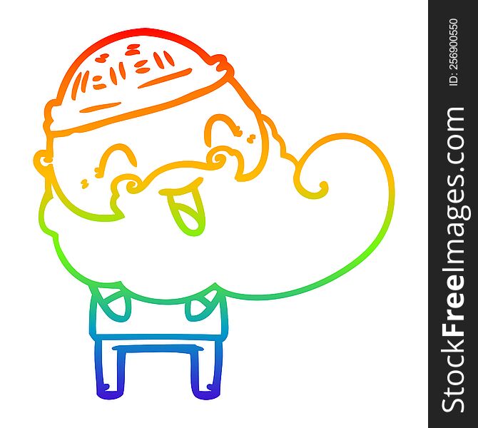 Rainbow Gradient Line Drawing Happy Bearded Man