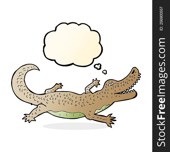 cartoon crocodile with thought bubble