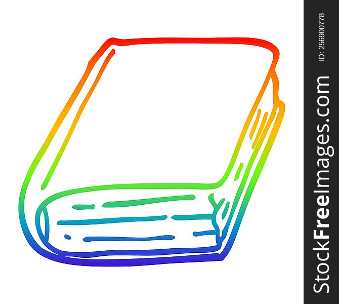 rainbow gradient line drawing of a cartoon old book