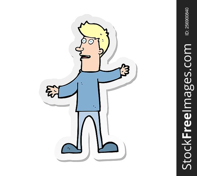 Sticker Of A Cartoon Surprised Man
