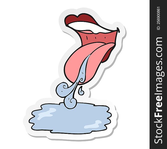 sticker of a cartoon mouth drooling
