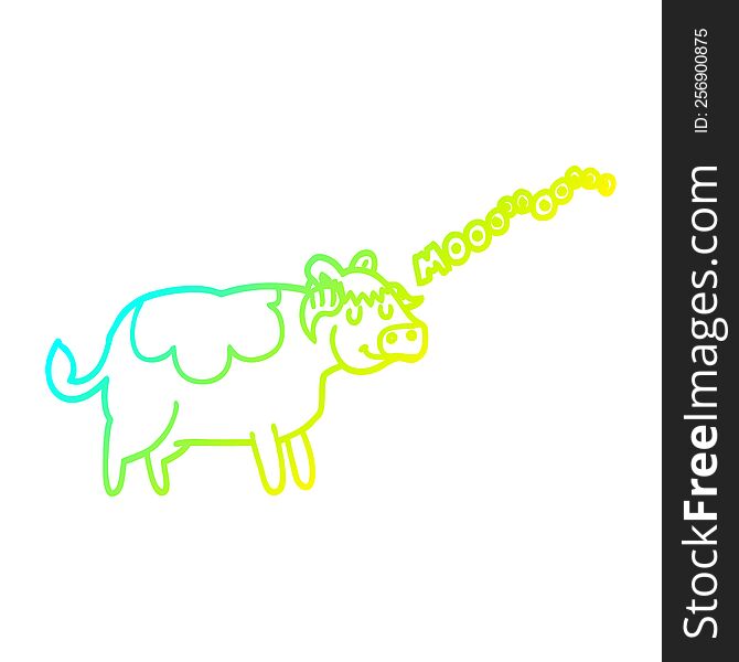 cold gradient line drawing cartoon cow