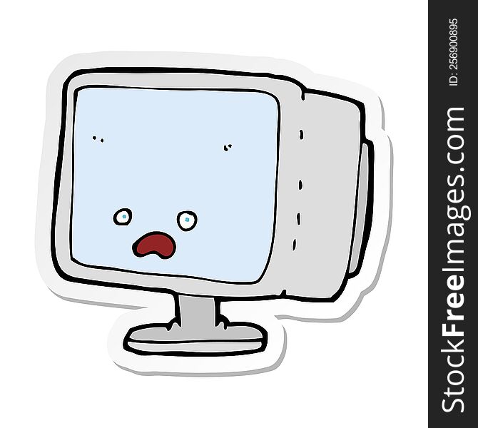 Sticker Of A Cartoon Computer Screen
