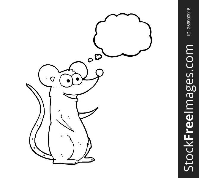 freehand drawn thought bubble cartoon happy mouse