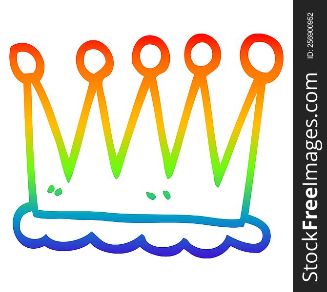 Rainbow Gradient Line Drawing Cartoon Crown Symbol