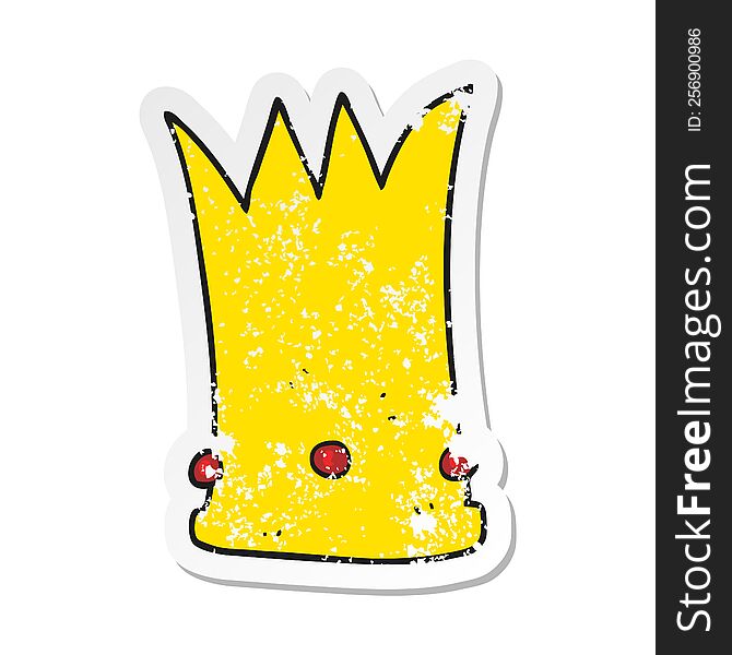 Retro Distressed Sticker Of A Cartoon Tall Crown