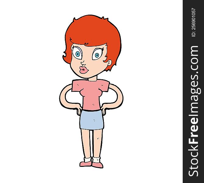 cartoon woman with hands on hips