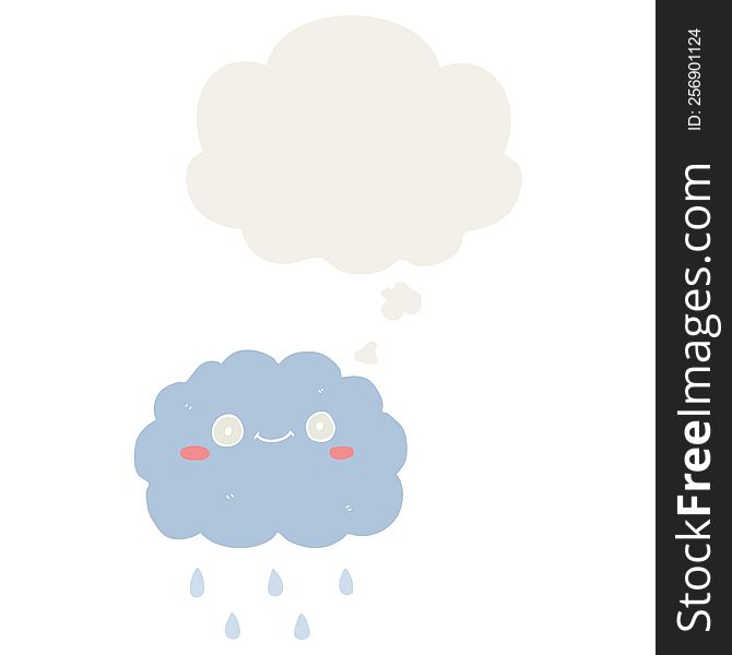 Cute Cartoon Cloud And Thought Bubble In Retro Style
