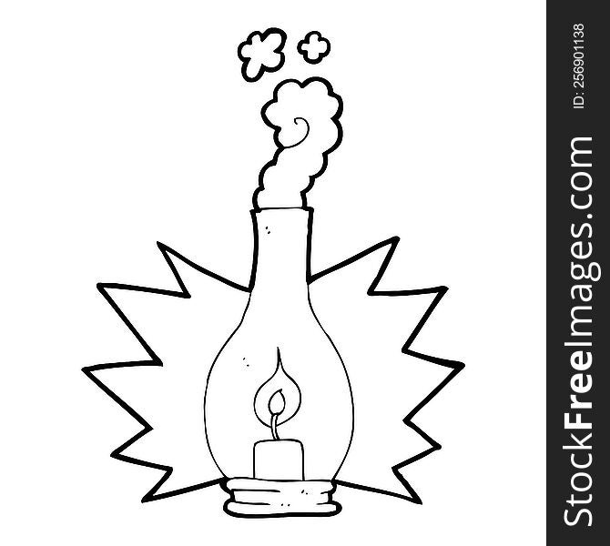 freehand drawn black and white cartoon old glass lantern