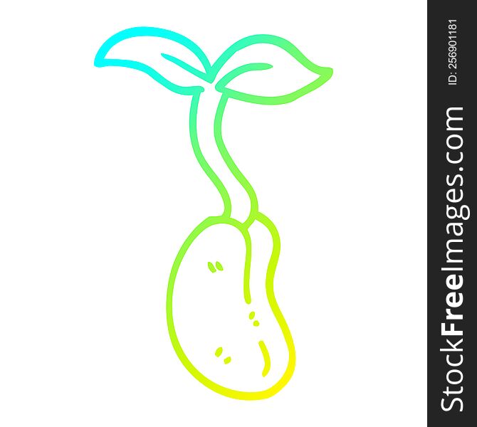 Cold Gradient Line Drawing Cartoon Seedling