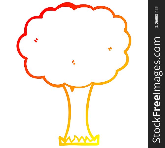 warm gradient line drawing of a cartoon tree