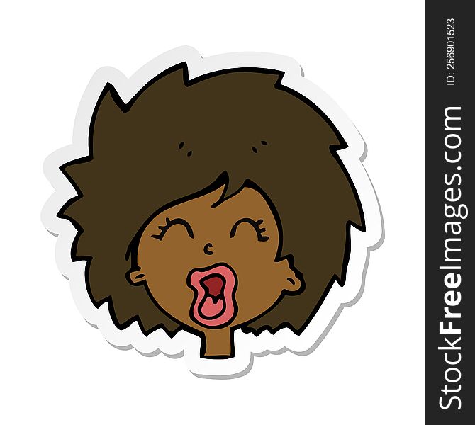 Sticker Of A Cartoon Woman Screaming