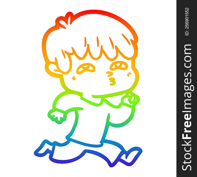 Rainbow Gradient Line Drawing Cartoon Man Confused
