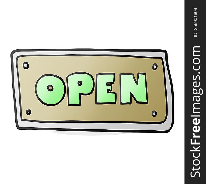 freehand drawn cartoon open sign