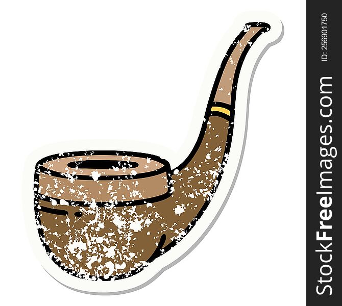 distressed sticker tattoo in traditional style of a smokers pipe. distressed sticker tattoo in traditional style of a smokers pipe