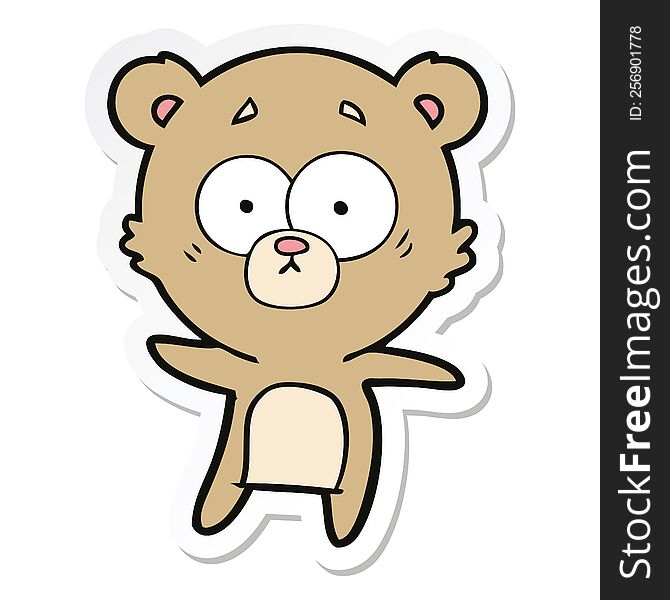 sticker of a anxious bear cartoon