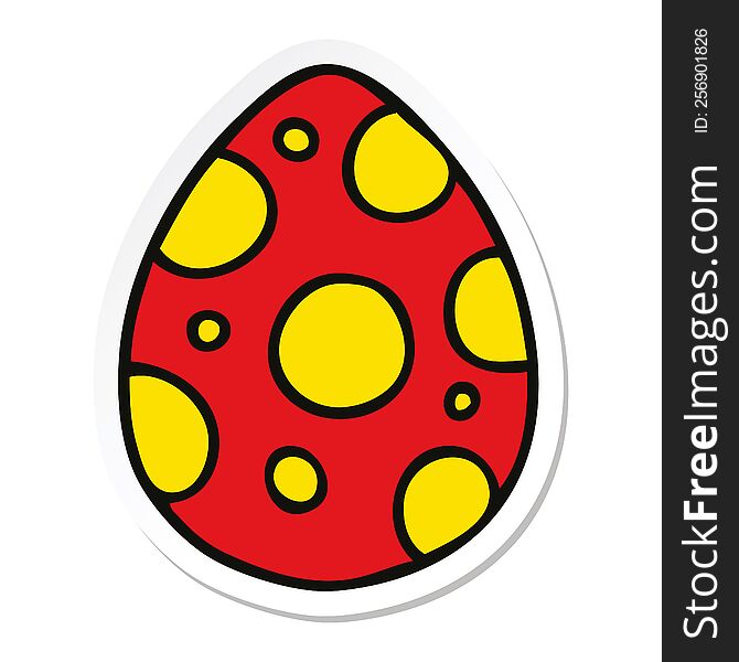 sticker of a quirky hand drawn cartoon easter egg