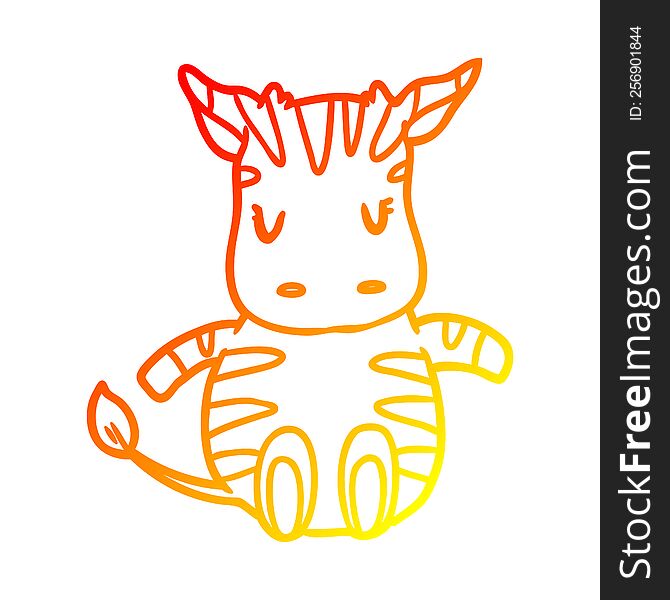 warm gradient line drawing of a cute zebra