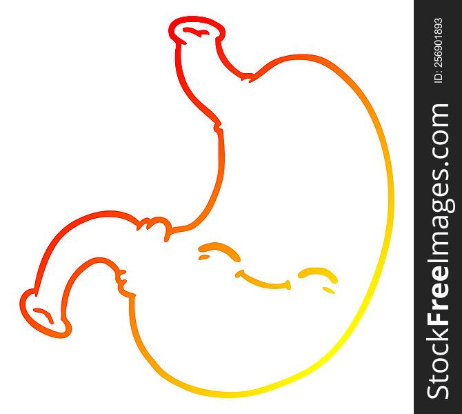 warm gradient line drawing of a cartoon stomach