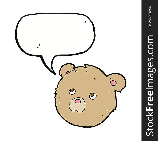cartoon teddy bear face with speech bubble