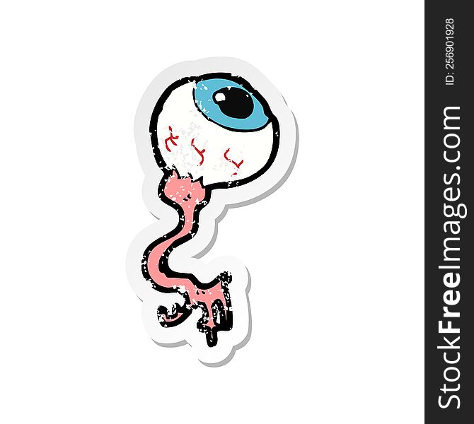 retro distressed sticker of a cartoon gross eyeball