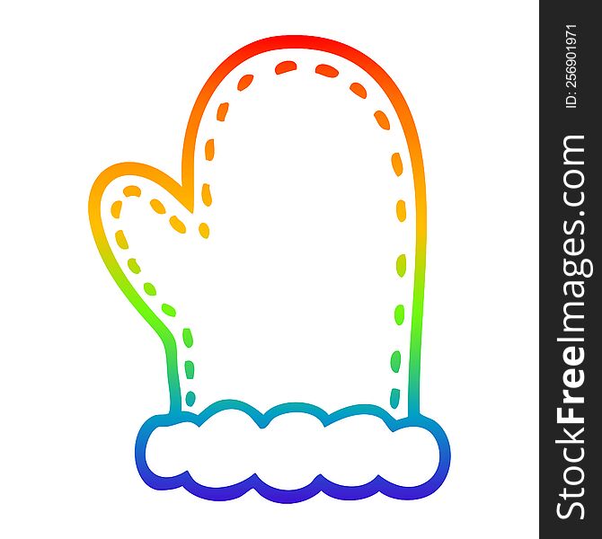 rainbow gradient line drawing of a cartoon oven mitts