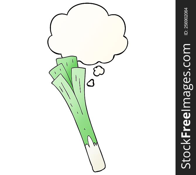 Cartoon Leeks And Thought Bubble In Smooth Gradient Style