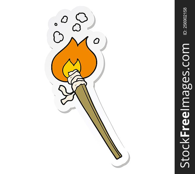 sticker of a cartoon burning torch