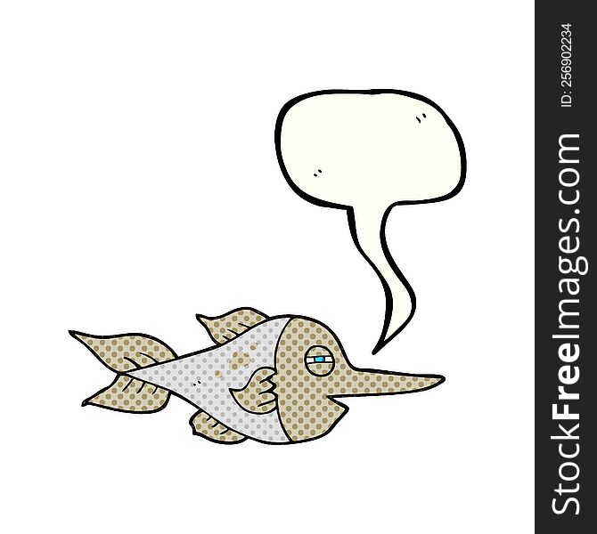 freehand drawn comic book speech bubble cartoon swordfish