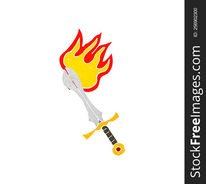 cartoon flaming sword
