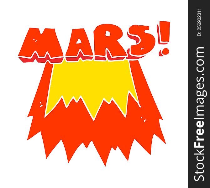 flat color illustration of Mars text symbol. flat color illustration of Mars text symbol