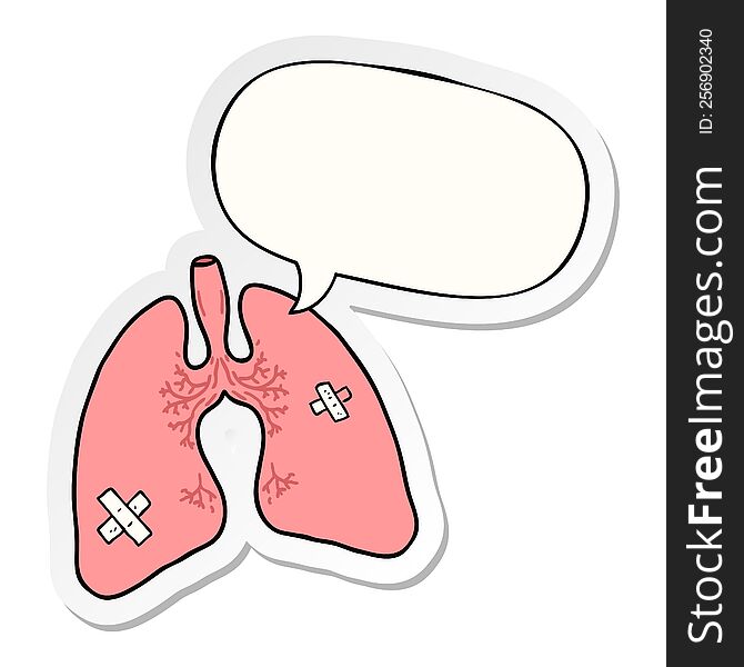 cartoon lungs with speech bubble sticker. cartoon lungs with speech bubble sticker