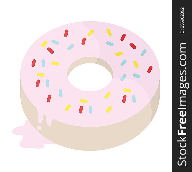 Flat colour illustration of a tasty iced donut. Flat colour illustration of a tasty iced donut