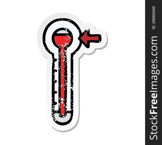 distressed sticker of a cute cartoon hot thermometer