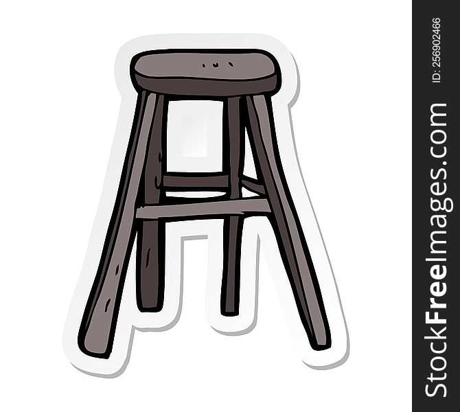 Sticker Of A Cartoon Wooden Stool