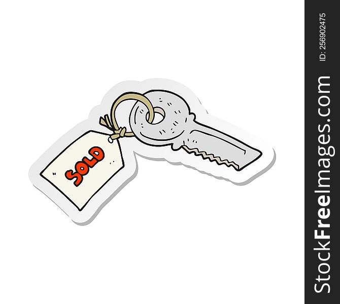 Sticker Of A Cartoon Key With Sold Tag