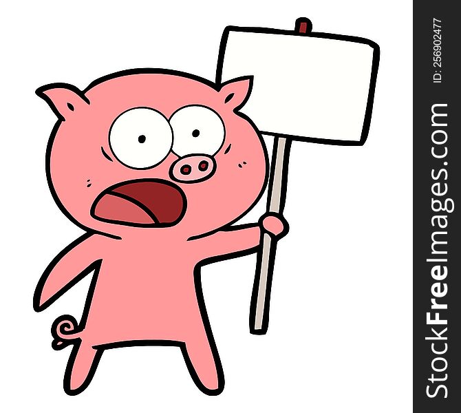 cartoon pig protesting. cartoon pig protesting